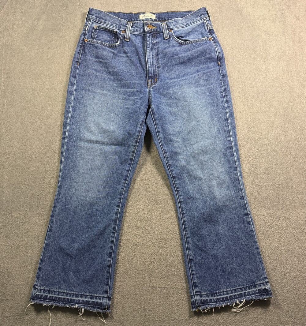 Madewell Jeans Womens 28 Medium Wash High Rise Raw Frayed Released Hem Demi Boot